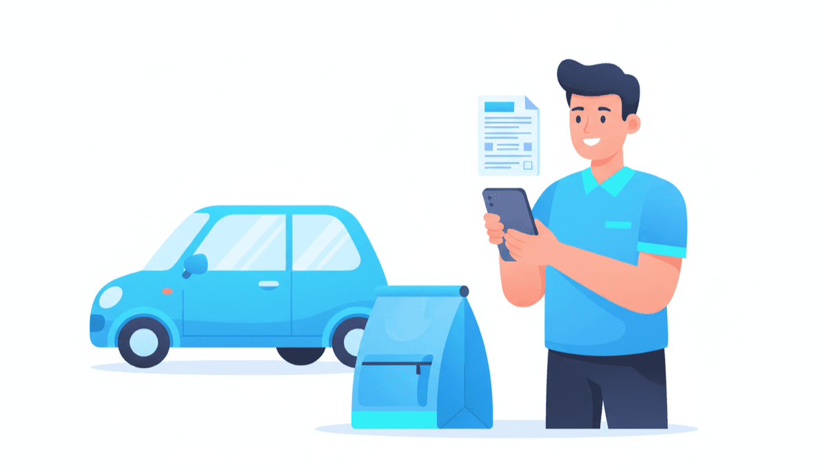 Illustration of a DoorDash Dasher getting their 1099 tax form
