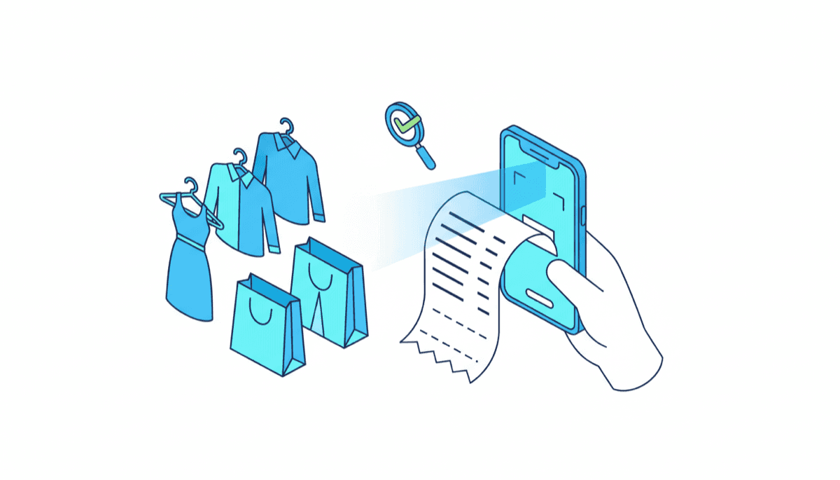 Illustration of finding and saving your Ross receipt